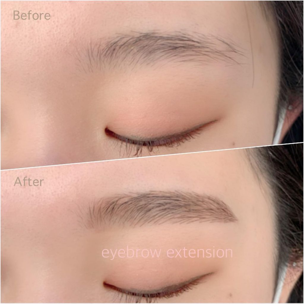 Eyebrow extensionのお客様です眉毛の薄いところを気にされて一度してみたかったとのことで眉中から眉尻にハーフでお付けしました。